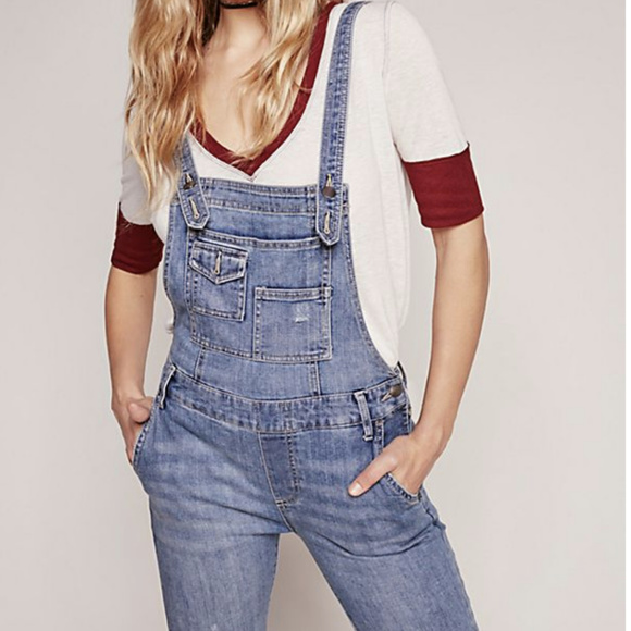 Free People Denim - FREE PEOPLE WASHED DENIM OVERALL